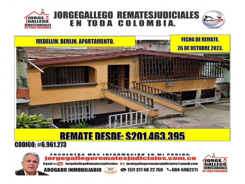 Remate. Medellin. Berlin. Apartamento.