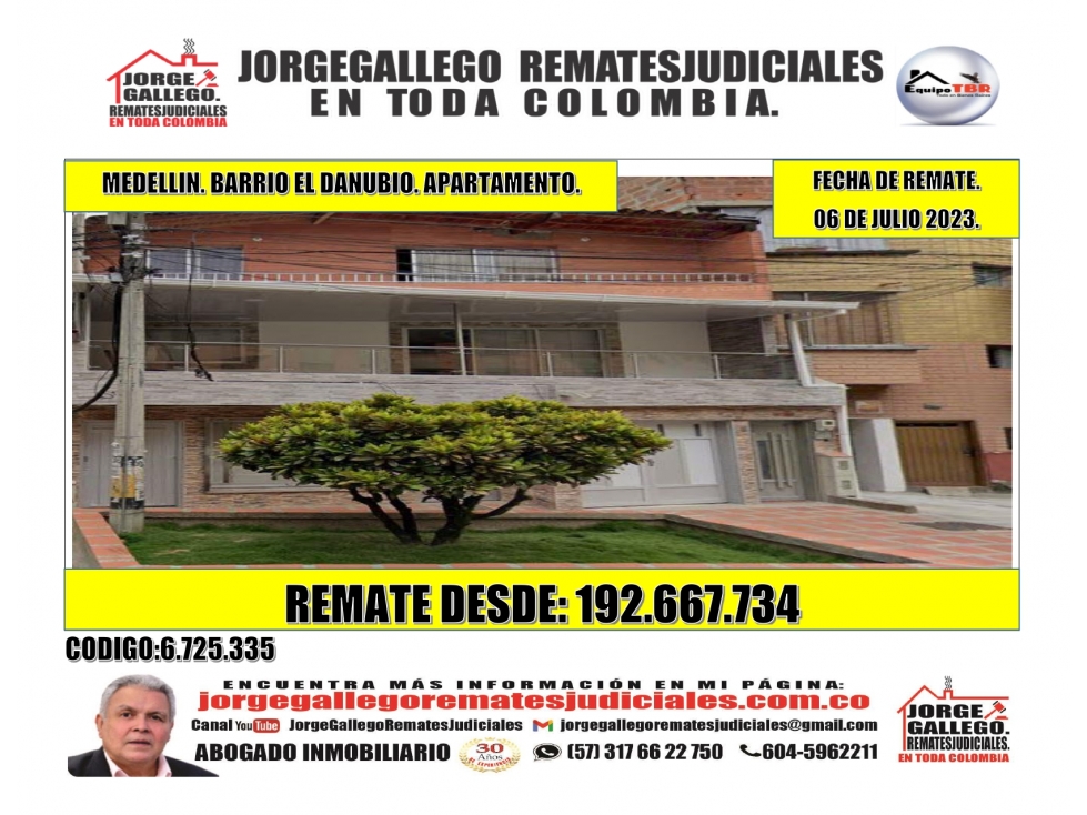 Remate. Medellin. Barrio el Danubio. Apartamento