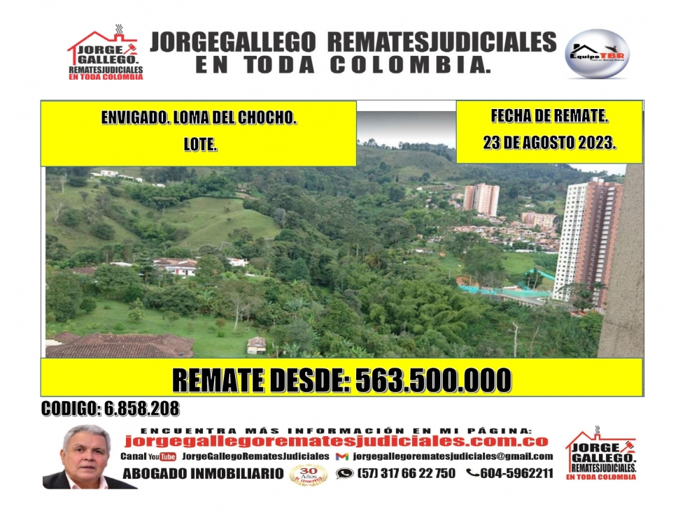 Remate. Envigado. Loma del Chocho. Lote