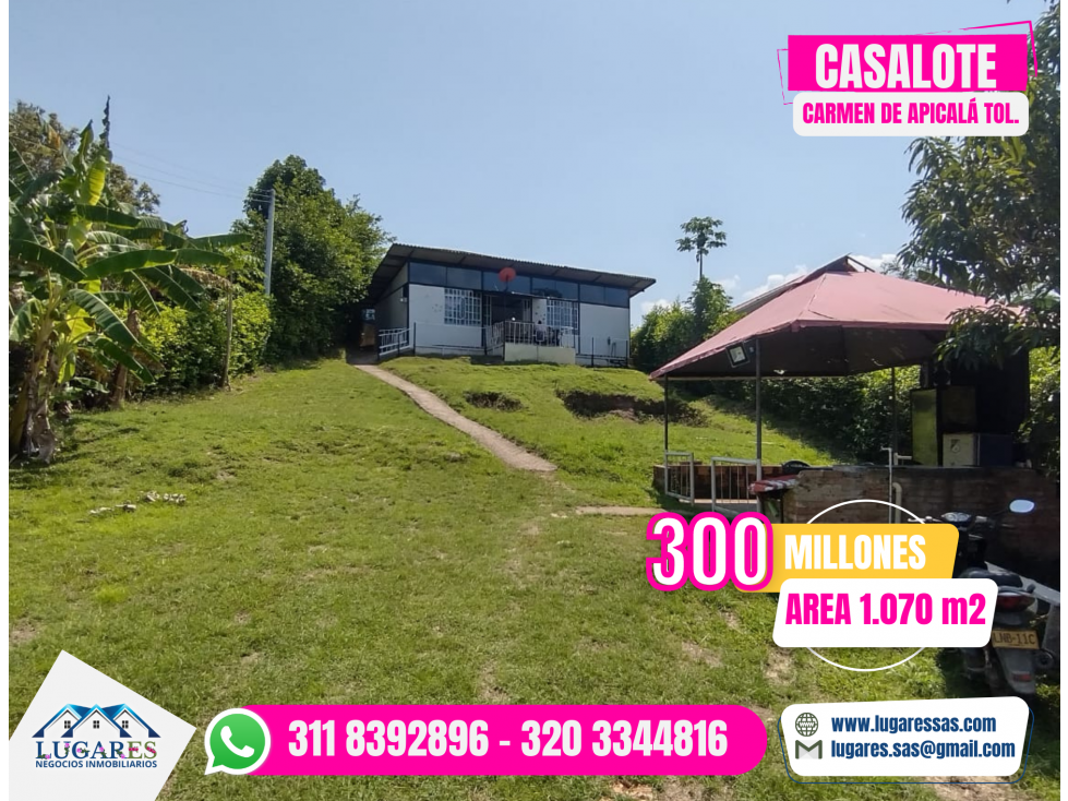 CASALOTE EN VENTA EN CARMEN DE APICALÁ TOL (RURAL) 1.070 m2