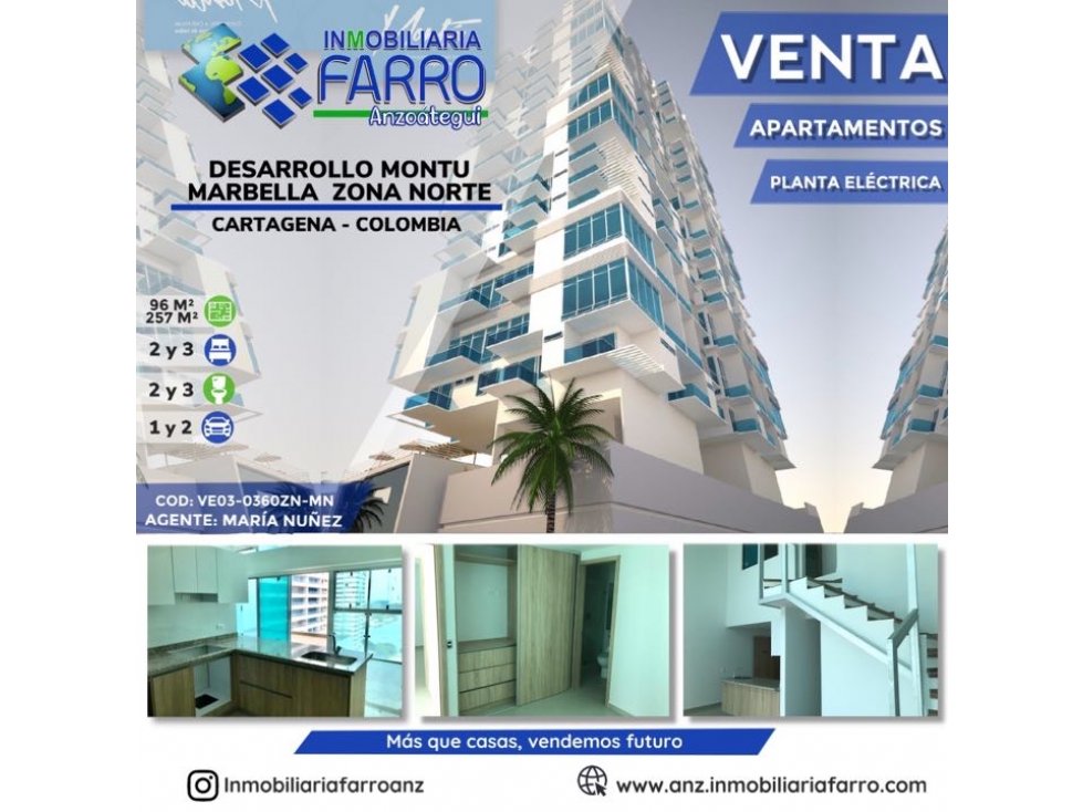 EN VENTA APARTAMENTO MONTU CARTAGENA VE03-0360ZN-MN