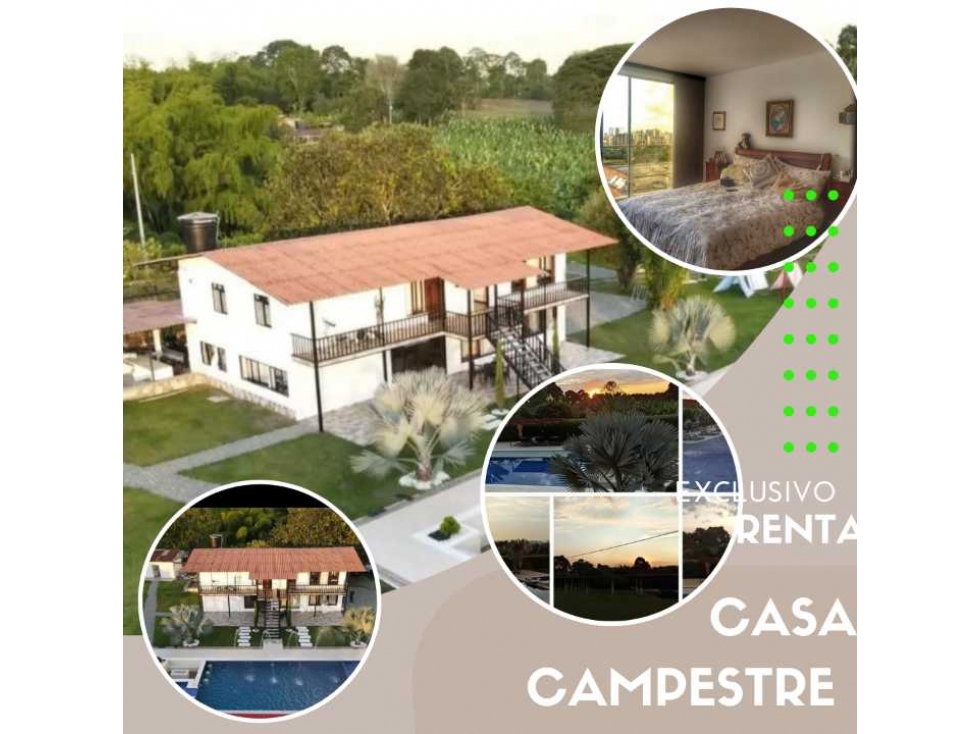 RENTA DE CASA CAMPESTRE CERCA A LA CIUDAD VÍA  PUEBLO TAPAO